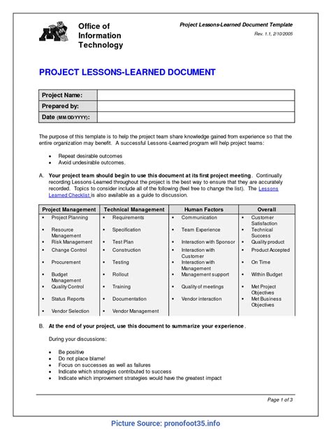 Fresh Project Management Lessons Learned Report Lessons intended for Lessons Learnt Report ...