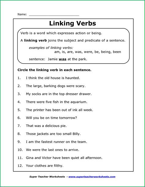 3rd Grade Helping And Linking Verbs Worksheet - Worksheet : Resume