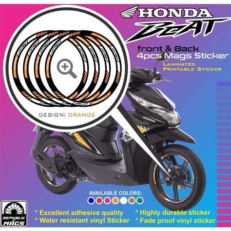 Honda Beat V2 Mags Printed And Laminated Decals Stickers Shopee