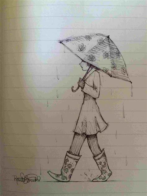 Girl In Rain Drawing At Explore Collection Of Girl