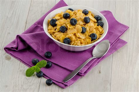 Cereal And Blueberries Stock Image Colourbox
