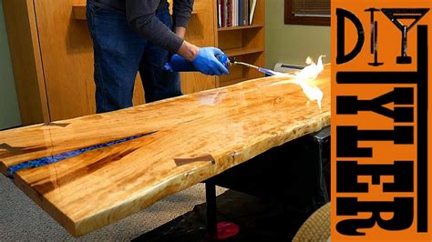 Allow it to fully cure, it will make less epoxy needed during the pour and help with air from the wood. Live Edge Epoxy River Desk with Black Galvanized Pipe Base - YouTube