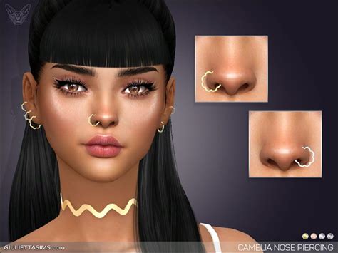 CAMELIA NOSE PIERCING SET Sims 4 Piercings Nose Piercing Sims