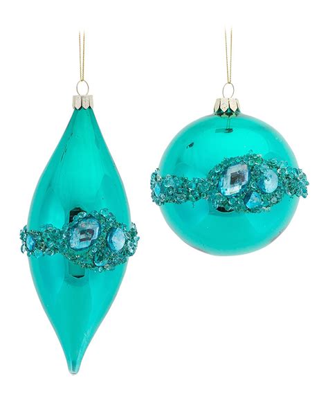 Aqua Jeweled Ornament Set Zulily