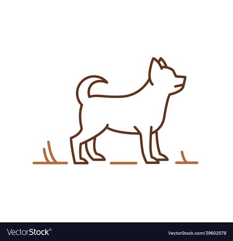 Chihuahua Dog Silhouette Outline Hand Drawn Vector Image