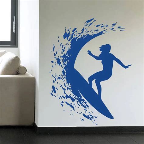 Vinyl Wall Decal Surfer Sexy Naked Girl Beach Style Surfing Stickers