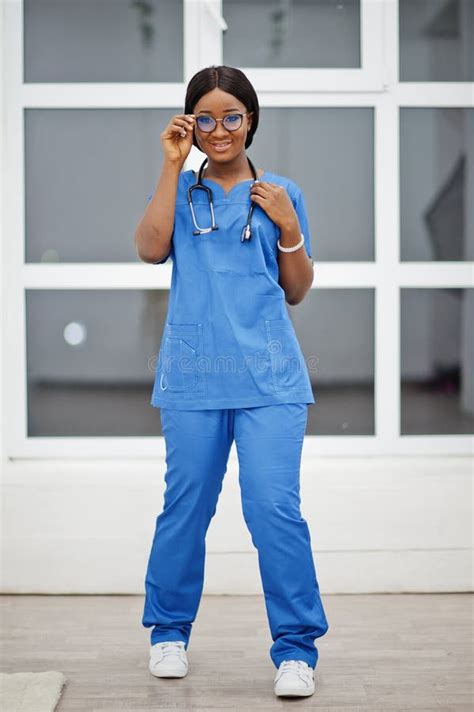 Portrait Of Happy Female African American Young Doctor Pediatrician In