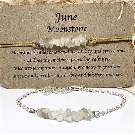 June Birthstone Moonstone Crystal Bracelet Moonstone Etsy Uk