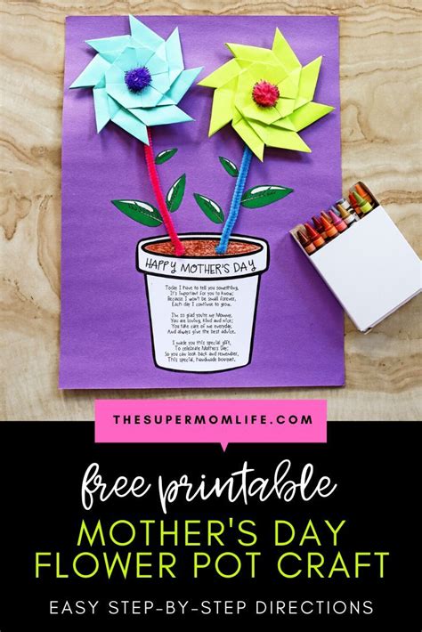 Mothers Day Flower Pot Printable Craft Mothers Day Flower Pot Mothers Day Crafts Printable