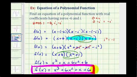 Ex Find A Degree Polynomial Function Given Imaginary Zeros Youtube