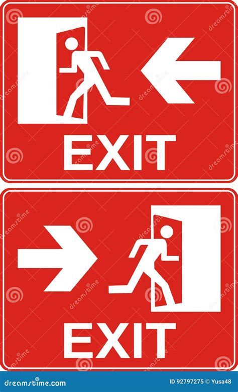 Red Exit Sign Emergency Fire Exit Door And Exit Door Stock