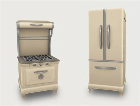 Country Kitchen Kit Stove And Refrigerator Base Game Compatible