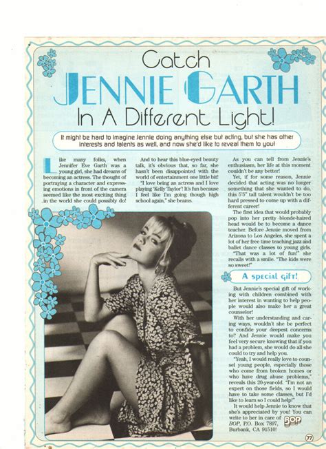 Jennie Garth Teen Magazine Clipping In A Different Light Bop Teen