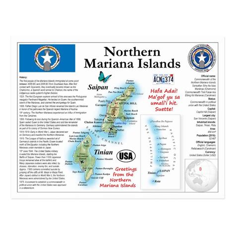 Northern Mariana Islands Map Postcard In 2021 Island Map Northern