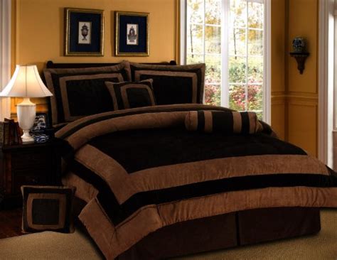 King Size Bedding Sets 7 Pieces Chocolate Brown Suede Comforter Set