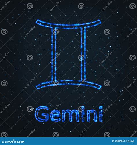 Astrology Shining Blue Symbol Zodiac Gemini Stock Vector