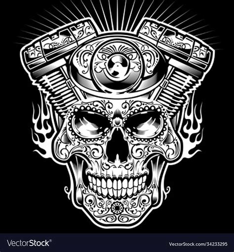 Skull Engine Royalty Free Vector Image Vectorstock