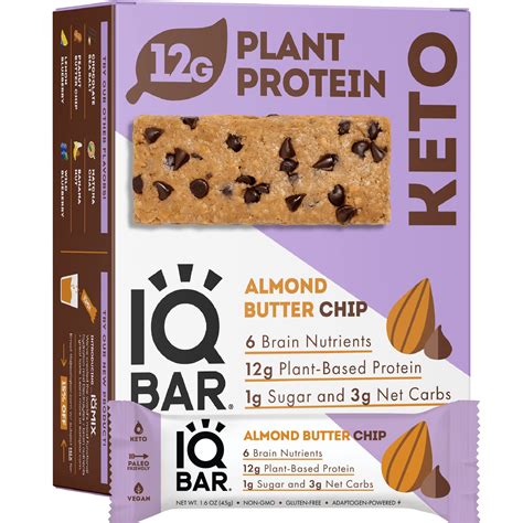 Buy Iqbar Brain And Body Keto Protein Bars Almond Butter Chip Keto