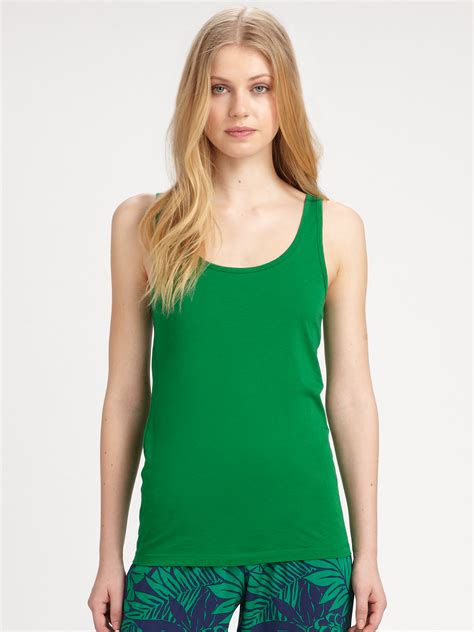 Dkny Cotton Tank Top In Green Lyst