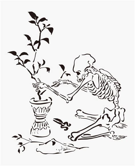 Skeleton With Flowers Drawing By Kawanabe Kyosai Ai Illustrator