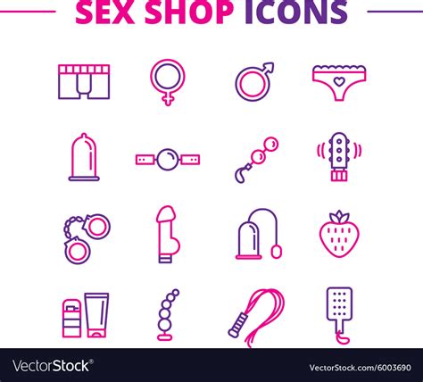 Sex Shop Icons Set Trendy Two Color Line Vector Image