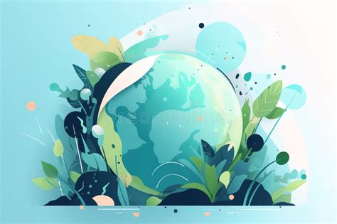Earth Day Eco Friendly Ecology Concept Flat Vector Illustration Earth