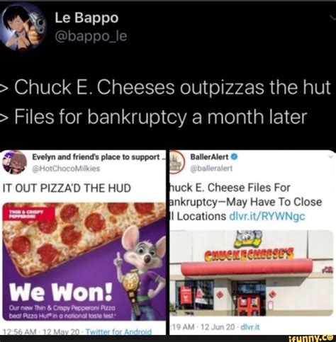 Chuck E Cheeses Outpizzas The Hut Files For Bankruptcy A Month Later 2