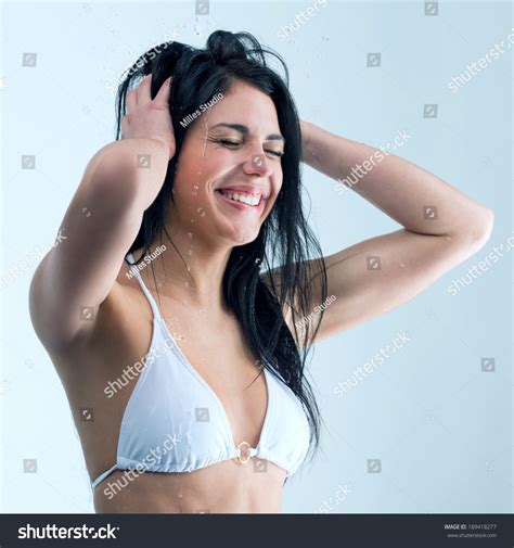 Woman Washing Her Head While Showering Stock Photo Edit Now