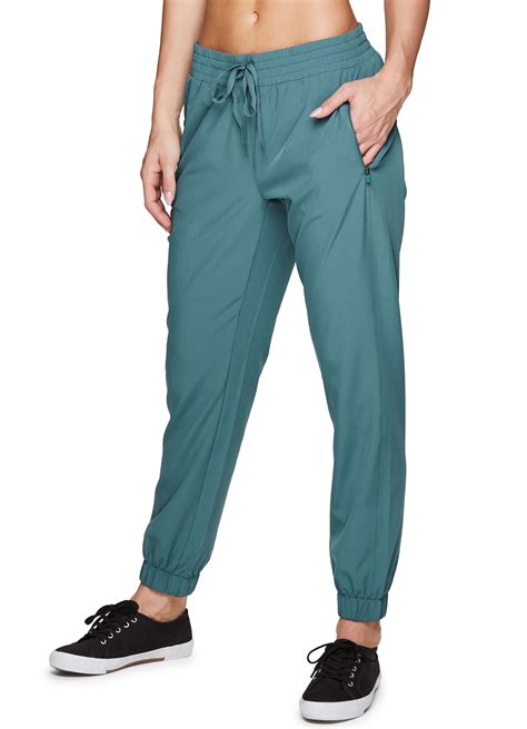 Rbx Active Womens Lightweight Woven Jogger Pant With Zip Pockets