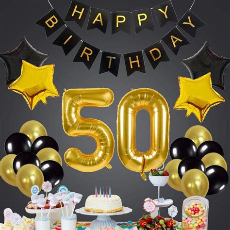 50th Birthday Party Decor Kit Happy Birthday Balloon Banner Number 50