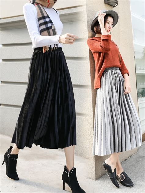 5xl Gold Velvet Pleated Skirt Autumn Women 2018 Fashion Korean Winter Long Skirt High Waist Lady