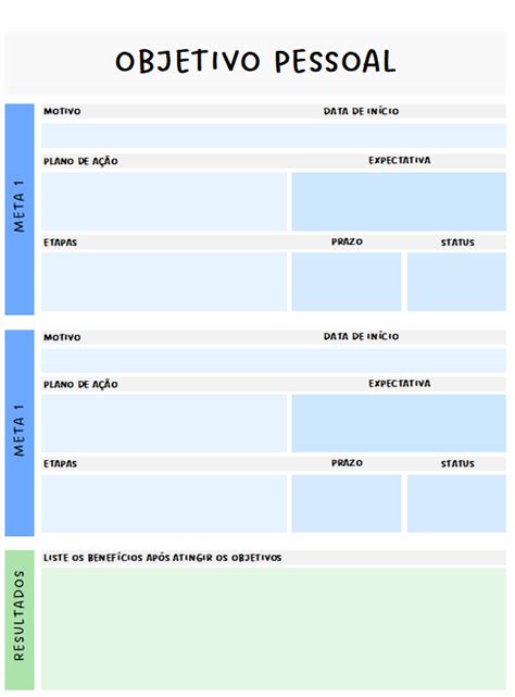 Objetivo Pessoal Em Excel Gr Tis Smart Planilhas