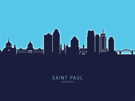 Saint Paul Minnesota Skyline Digital Art By Michael Tompsett