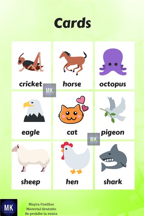 ⊛ Lotería De Animales En Inglés 【para Imprimir Gratis】