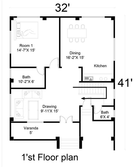 Simple 2 Storey House Design With Floor Plan 32x40 4 Bed Simple