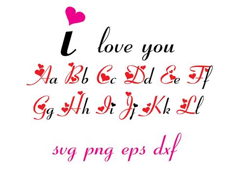 I Love You Font Alphabet Love Svg Cursive Font Svg Etsy