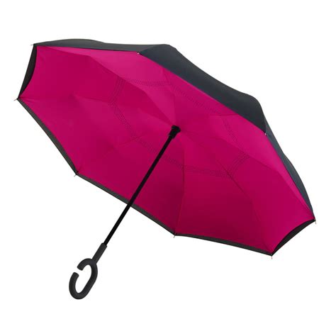 Inside Out Umbrella Double Canopy Black Outer Pink Inner