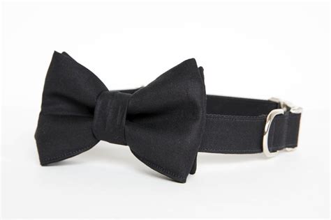 Gentlemans Bow Tie Dog Collar In Solid Black Pecan Pie