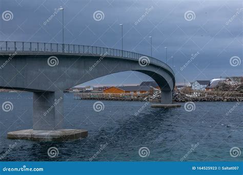 Beautiful Bridge At Winter Day In Lofoten Islands Norway Nordic