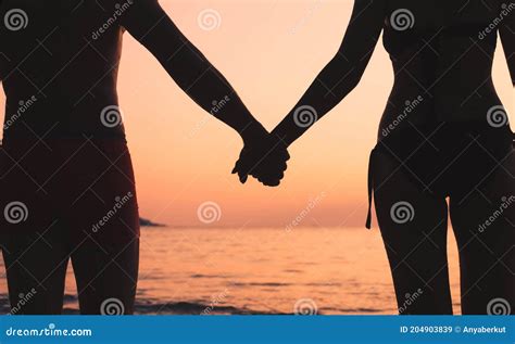 Couple Holding Hands On The Beach Stock Image Image Of Date Beautiful 204903839