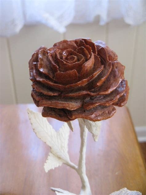 Carved Wood Rose For Wedding T By Foliagewoodcarving On Etsy