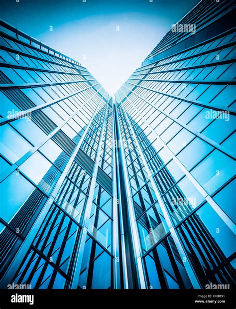 Modern Glass Silhouettes Of Skyscrapers Business Building Stock Photo