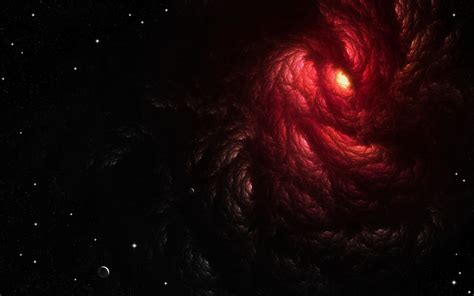 Wallpaper Galaxy Planet Red Stars Space Art Nebula Universe