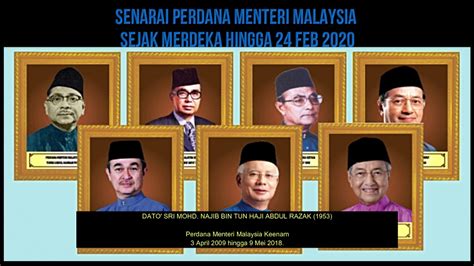 Senarai nama perdana menteri serta bekas perdana menteri malaysia ini mengandungi nama penuh, gambar, tarikh lahir serta tarikh meninggal dunia, gelaran, dan tarikh mula serta tamat memegang. Perdana Menteri Malaysia Sejak Merdeka ( 1957 ) Hingga ...