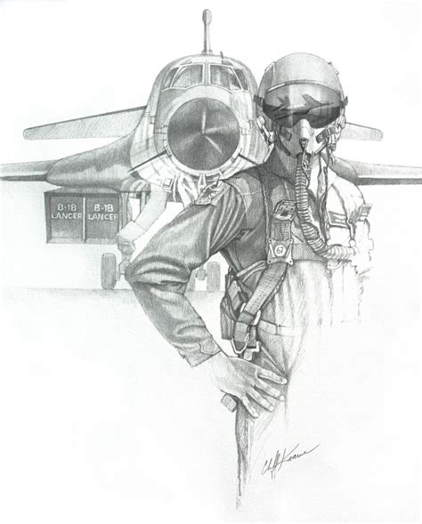 B1 Lancer Bomber Pilot Drawing Sold Original Is 24 X 16