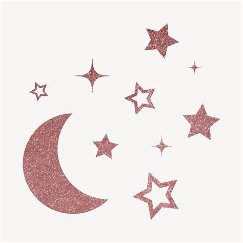Aesthetic Moon Clipart Glittery Stars Free Vector Rawpixel