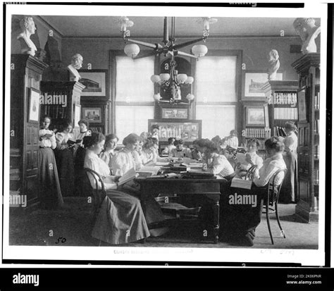 Group Of Young Women Reading In Library Of Normal School Washington D