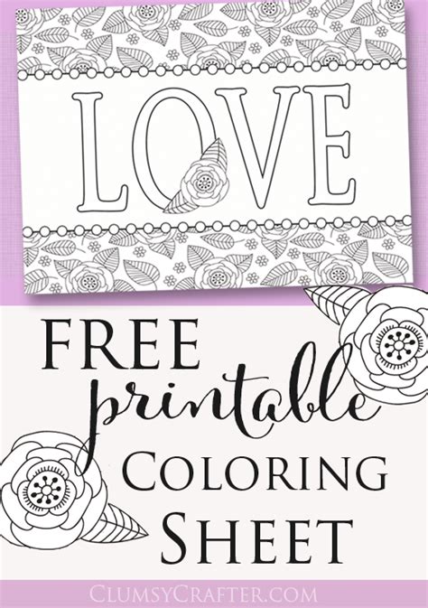 Free Printable Adult Coloring Sheet Love Perfect For