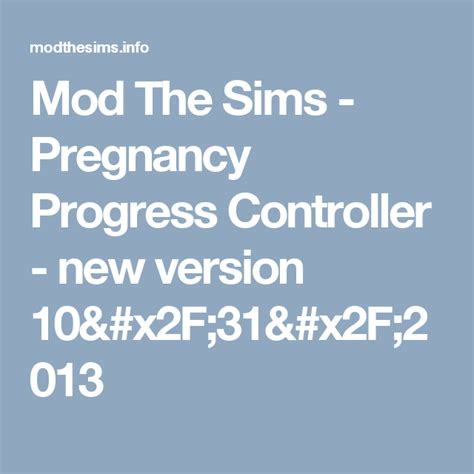 Mod The Sims Pregnancy Controller Fix