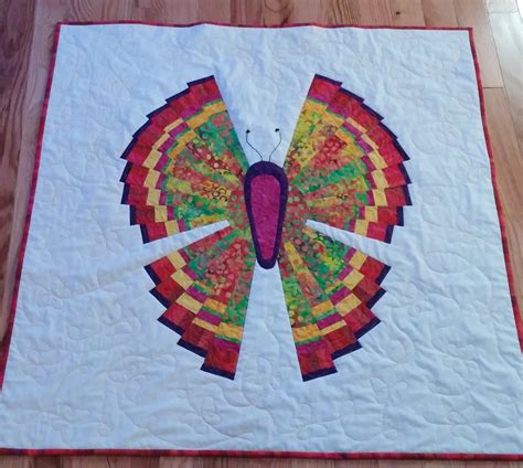 Butterfly Quilt Made With 10 Degree Ruler Quilted With Butterfly